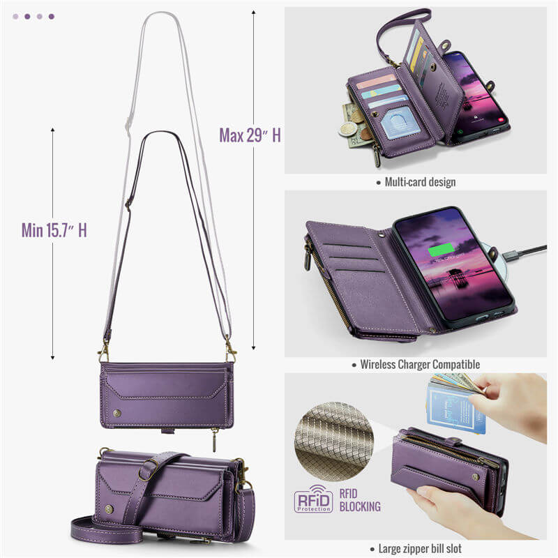 CaseMe Samsung Galaxy S26 RFID Wallet Case with Crossbody Strap