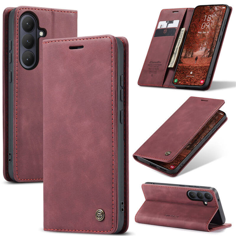 CaseMe Samsung Galaxy S26 Wallet Case with Magnetic Closure & Kickstand Red