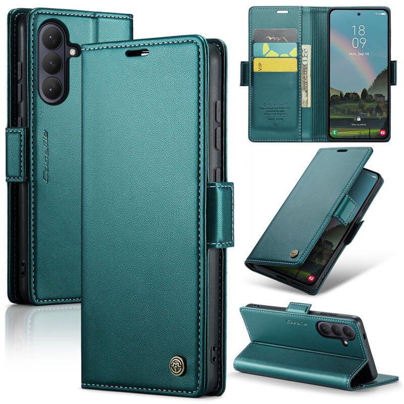 CaseMe Samsung Galaxy S26 RFID Wallet Case with Magnetic Buckle & Wireless Charging Green