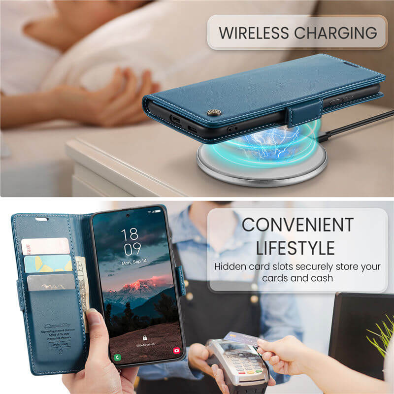 CaseMe Samsung Galaxy S26 RFID Wallet Case with Wireless Charging