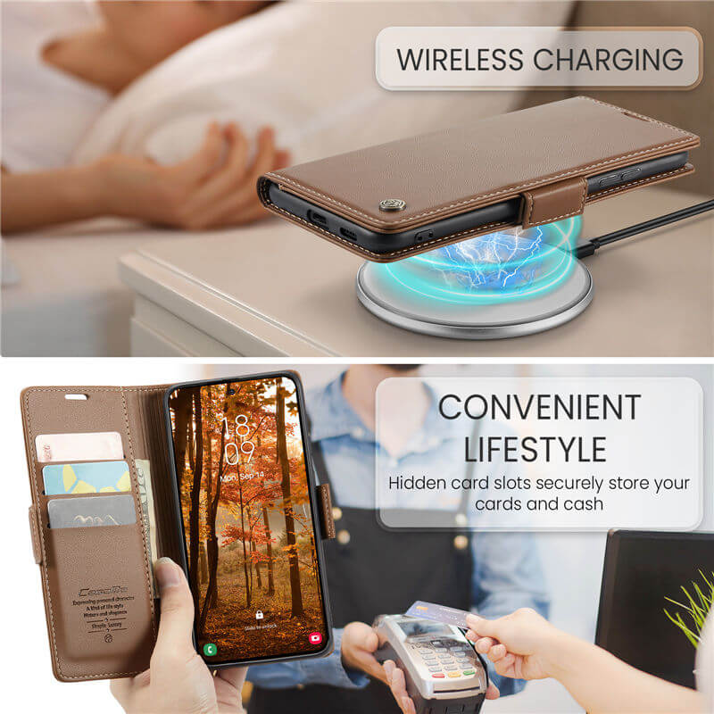 CaseMe Samsung Galaxy S26 Plus RFID Wallet Case with Wireless Charging