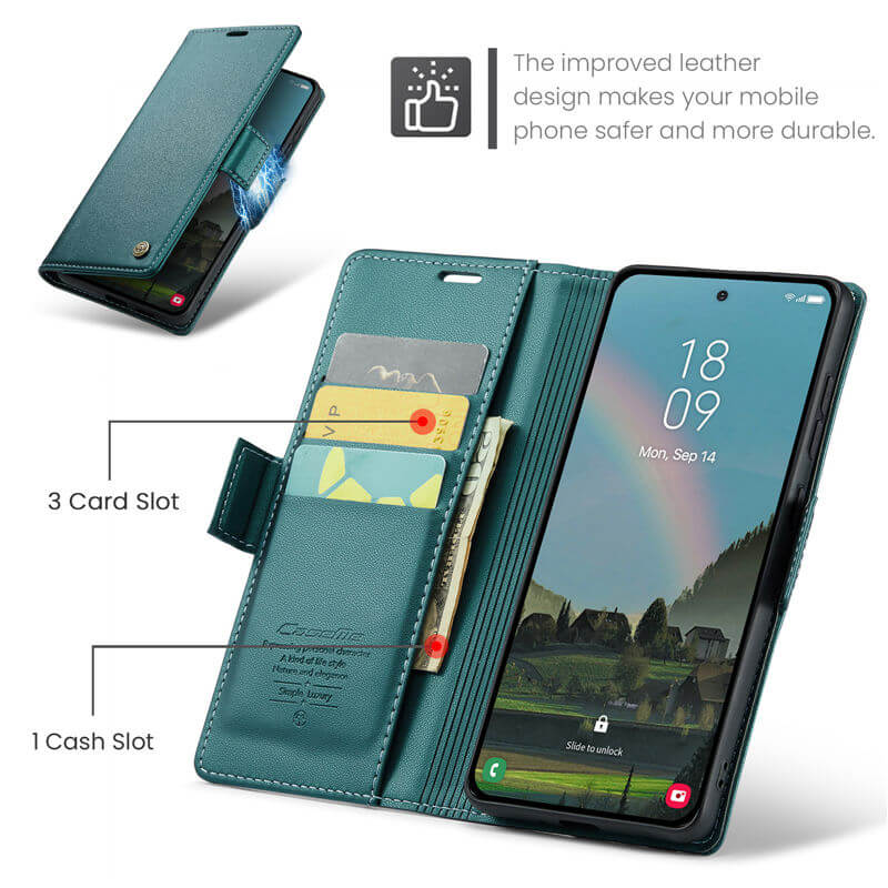 CaseMe Samsung Galaxy S26 RFID Wallet Case with Wireless Charging