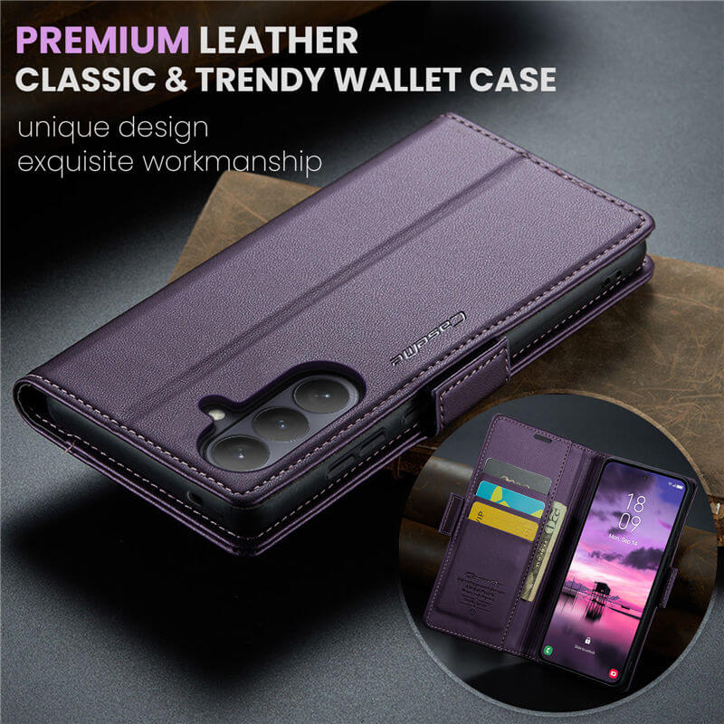 CaseMe Samsung Galaxy S26 RFID Wallet Case with Wireless Charging
