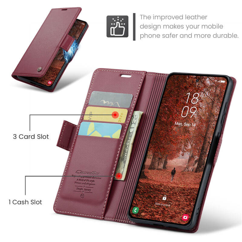 CaseMe Samsung Galaxy S26 RFID Wallet Case with Wireless Charging