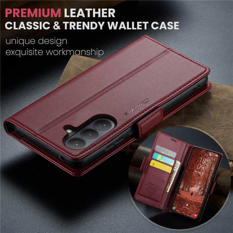 CaseMe Samsung Galaxy S26 RFID Wallet Case with Wireless Charging