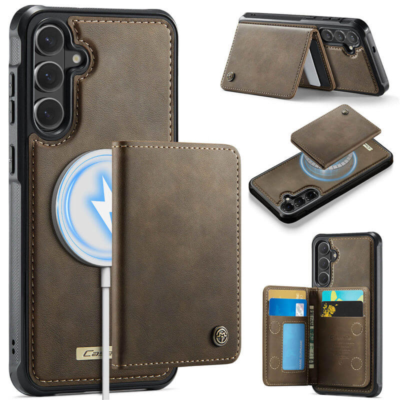 CaseMe Samsung Galaxy S26 Plus 2-in-1 Magnetic Wallet Case with RFID Blocking & Wireless Charging - Coffee