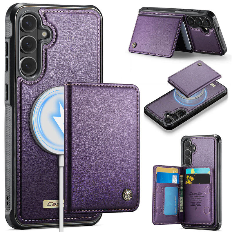 CaseMe Samsung Galaxy S26 Plus 2-in-1 Magnetic Wallet Case with RFID Blocking & Wireless Charging - Purple