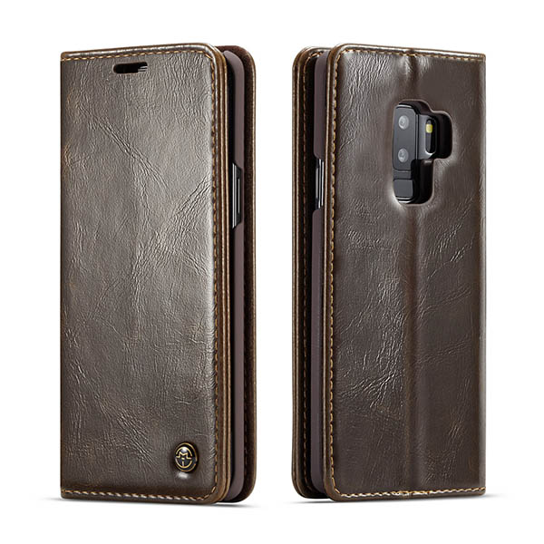 CaseMe Samsung Galaxy S9 Plus Wallet Magnetic Flip Case Brown