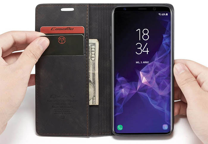 CaseMe Samsung Galaxy S9 Plus Wallet Kickstand Magnetic Flip Leather Case