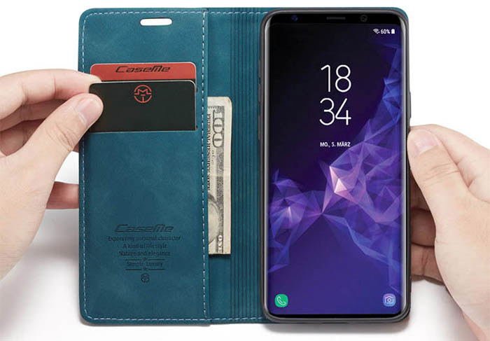 CaseMe Samsung Galaxy S9 Plus Wallet Kickstand Magnetic Flip Leather Case