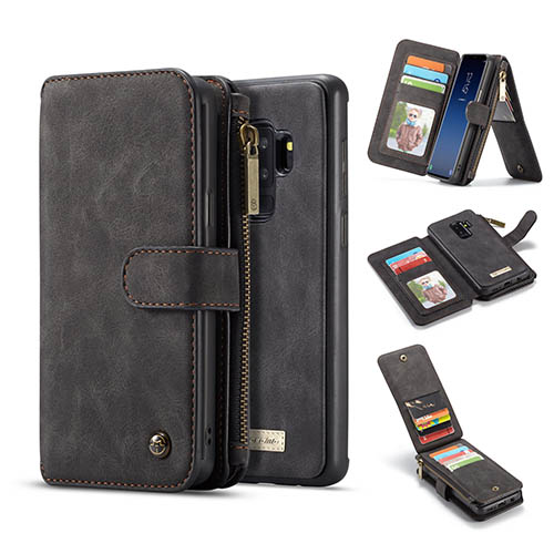 CaseMe Samsung Galaxy S9 Plus removable zipper wallet case black
