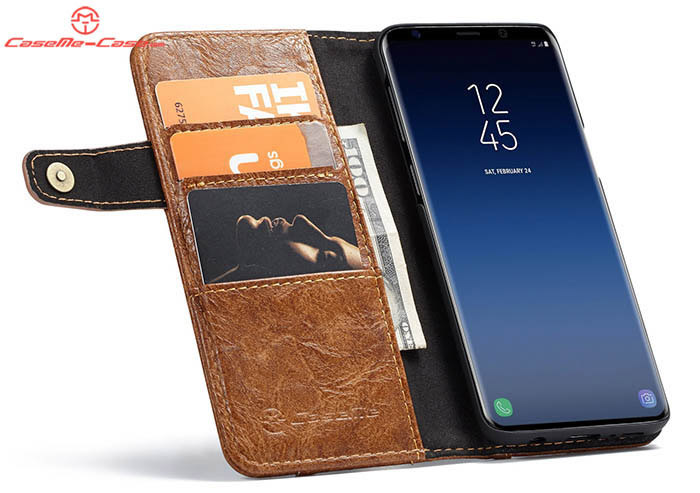 CaseMe Samsung Galaxy S9 Plus Retro Slot Cards Wallet Leather Case