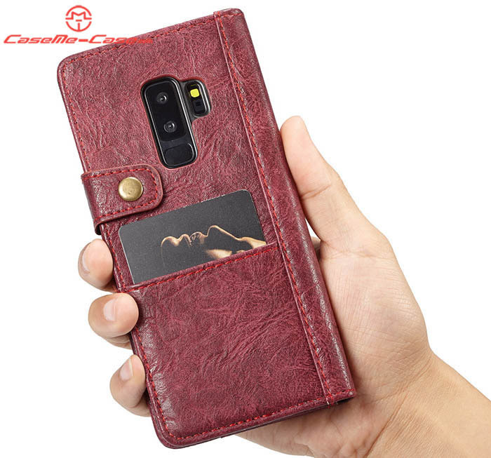 CaseMe Samsung Galaxy S9 Plus Retro Slot Cards Wallet Leather Case