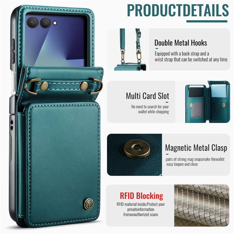 CaseMe Samsung Galaxy Z Flip7 Card Holder Case with Crossbody Strap
