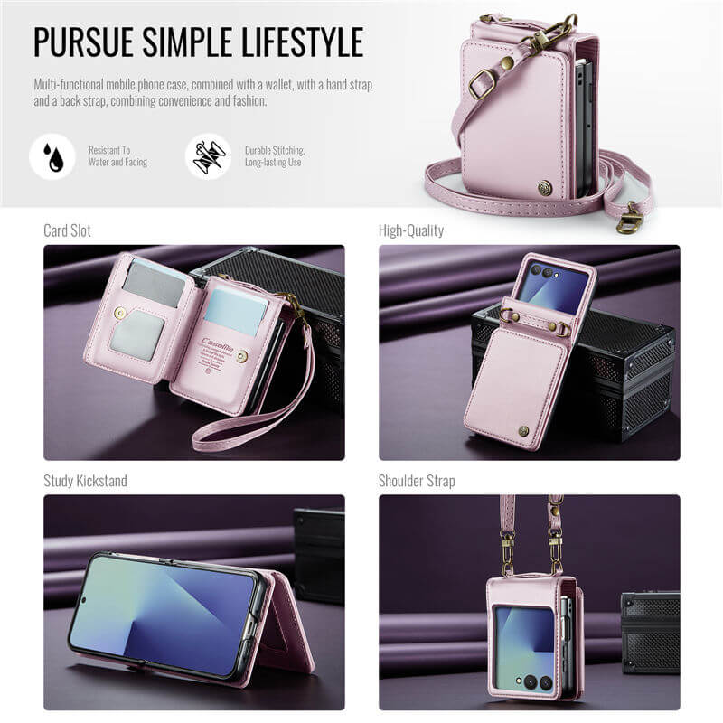 CaseMe Samsung Galaxy Z Flip7 Card Holder Case with Crossbody Strap