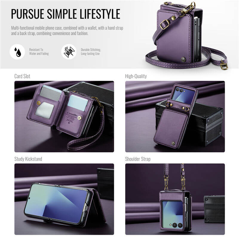 CaseMe Samsung Galaxy Z Flip7 Card Holder Case with Crossbody Strap