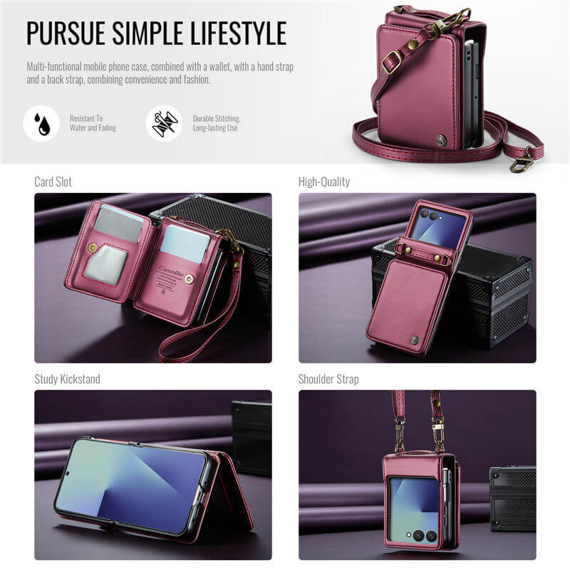 CaseMe Samsung Galaxy Z Flip7 Card Holder Case with Crossbody Strap