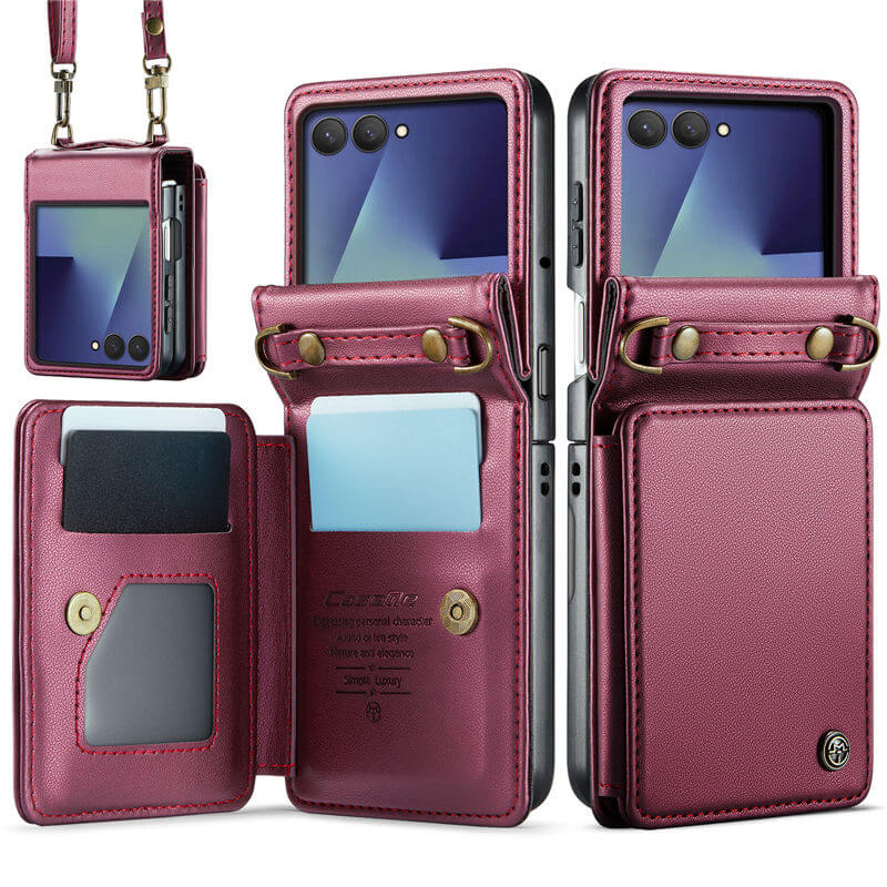 CaseMe Samsung Galaxy Z Flip7 Card Holder Case with Crossbody Strap