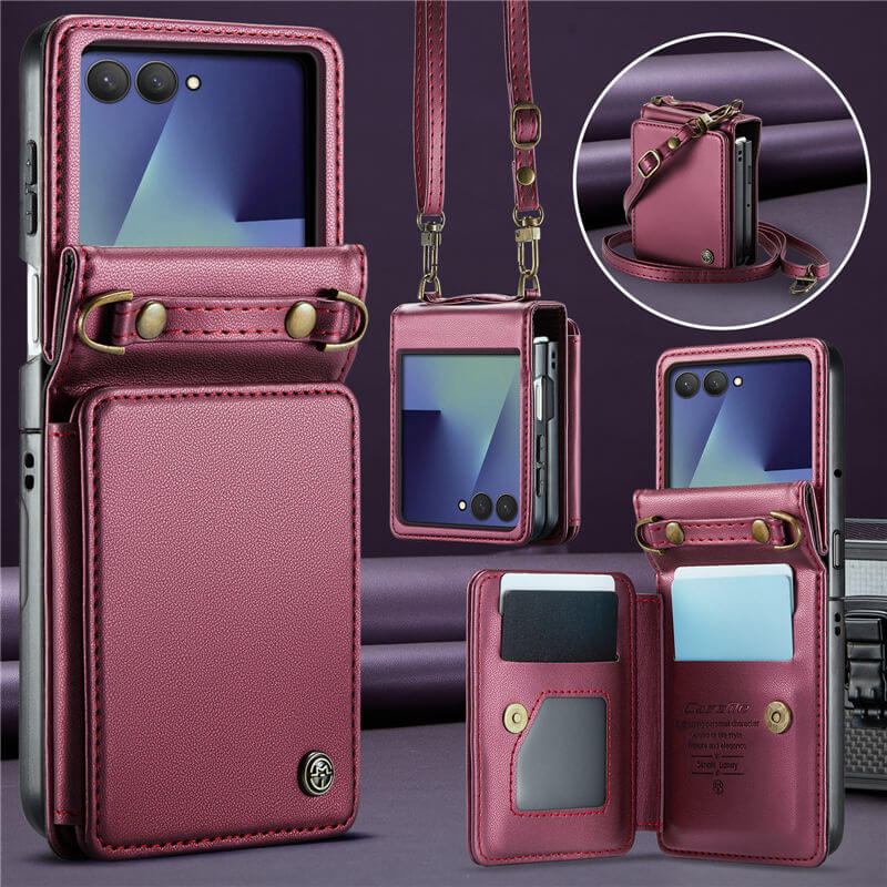 CaseMe Samsung Galaxy Z Flip7 Card Holder Case with Crossbody Strap