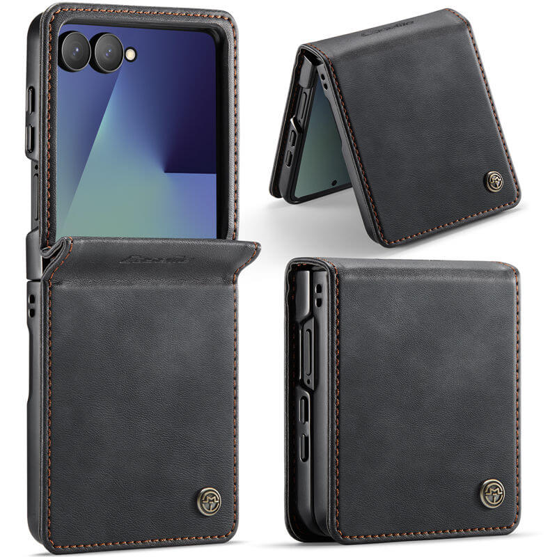 CaseMe Samsung Galaxy Z Flip 8 Vintage Case with Integrated Hinge Protection Black