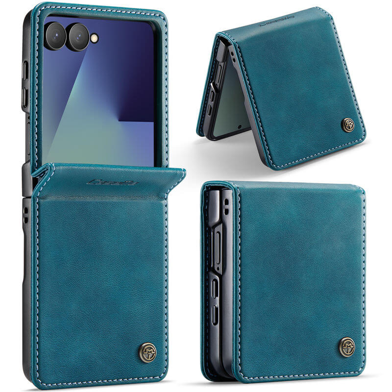 CaseMe Samsung Galaxy Z Flip 8 Vintage Case with Integrated Hinge Protection Blue