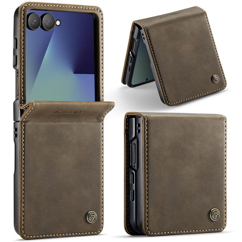 CaseMe Samsung Galaxy Z Flip 8 Vintage Case with Integrated Hinge Protection Coffee