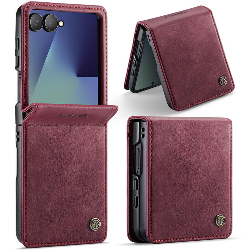 CaseMe Samsung Galaxy Z Flip 8 Vintage Case with Integrated Hinge Protection Red