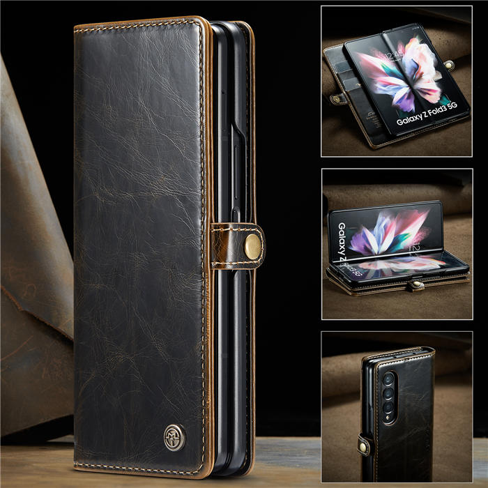 CaseMe Samsung Galaxy Z Fold 3 5G Wallet Stand Case Brown - Click Image to Close