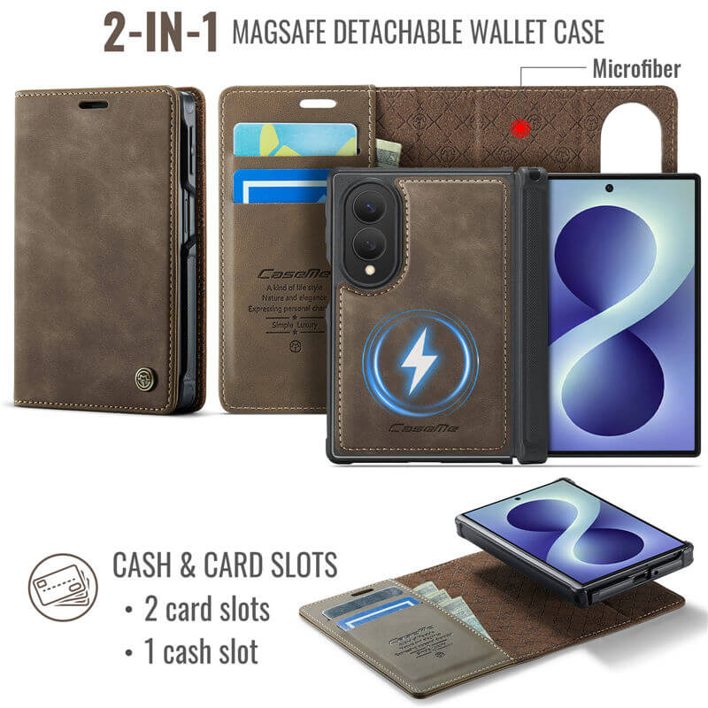 CaseMe Samsung Galaxy Z Fold 8 2-in-1 Magnetic Wallet Case