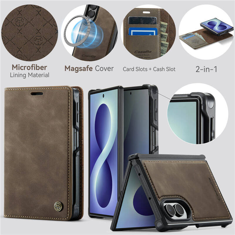 CaseMe Samsung Galaxy Z Fold 8 2-in-1 Magnetic Wallet Case