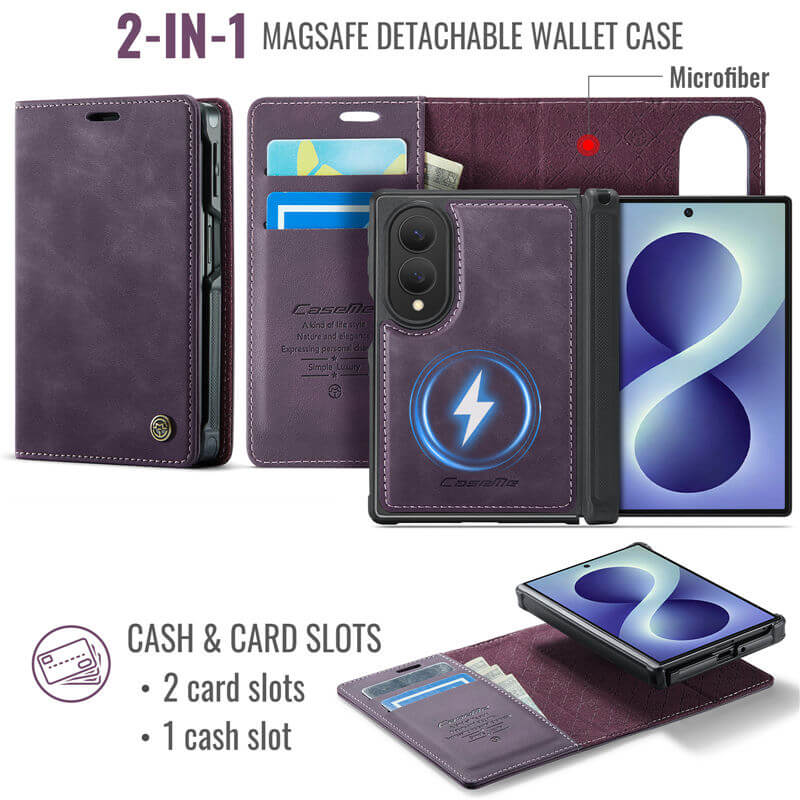CaseMe Samsung Galaxy Z Fold 8 2-in-1 Magnetic Wallet Case
