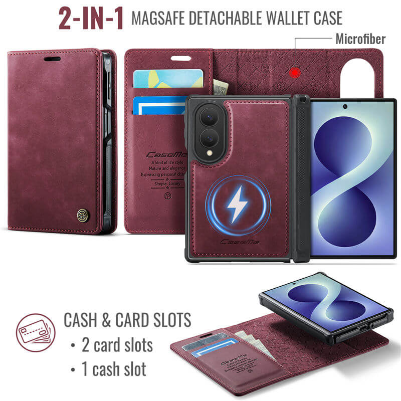 CaseMe Samsung Galaxy Z Fold 8 2-in-1 Magnetic Wallet Case