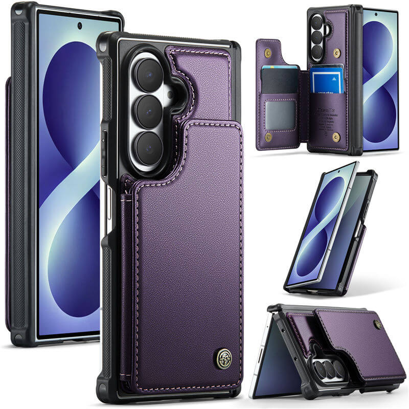 CaseMe Samsung Galaxy Z Fold 8 Ultra RFID Blocking Card Holder Kickstand Case Purple