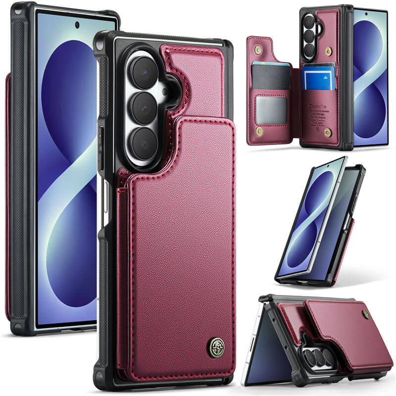 CaseMe Samsung Galaxy Z Fold 8 Ultra RFID Blocking Card Holder Kickstand Case Red