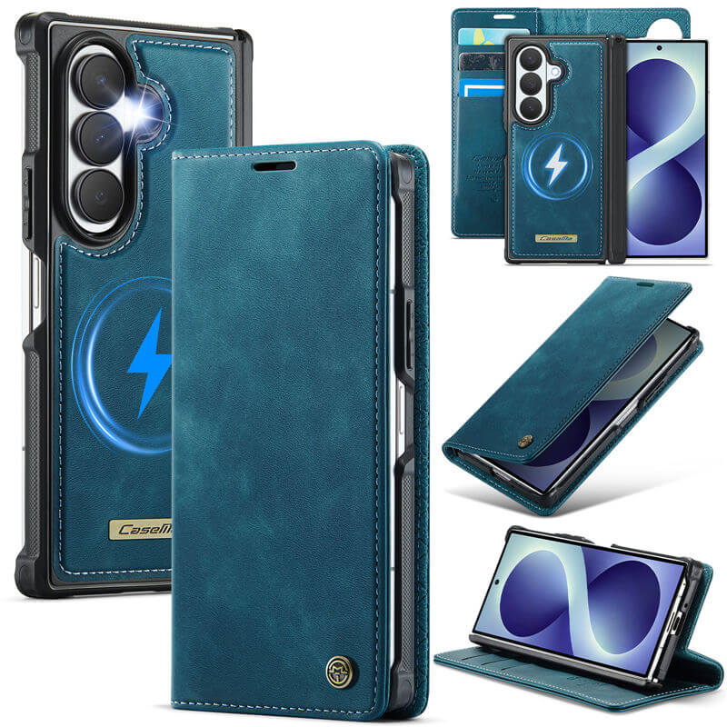 CaseMe Samsung Galaxy Z Fold 8 Ultra 2-in-1 Magnetic Wallet Case – Wireless Charging & RFID Blocking Blue