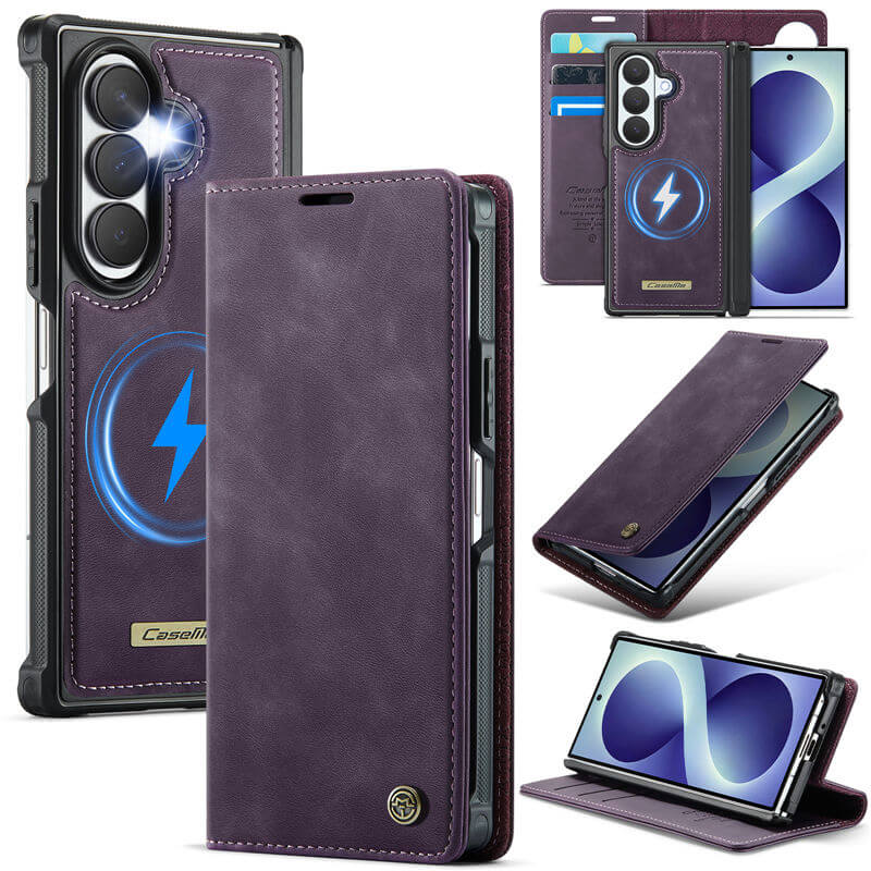 CaseMe Samsung Galaxy Z Fold 8 Ultra 2-in-1 Magnetic Wallet Case – Wireless Charging & RFID Blocking Purple