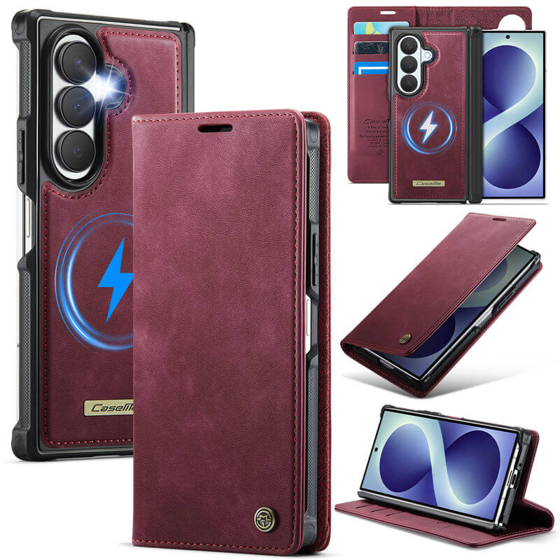 CaseMe Samsung Galaxy Z Fold 8 Ultra 2-in-1 Magnetic Wallet Case – Wireless Charging & RFID Blocking Red