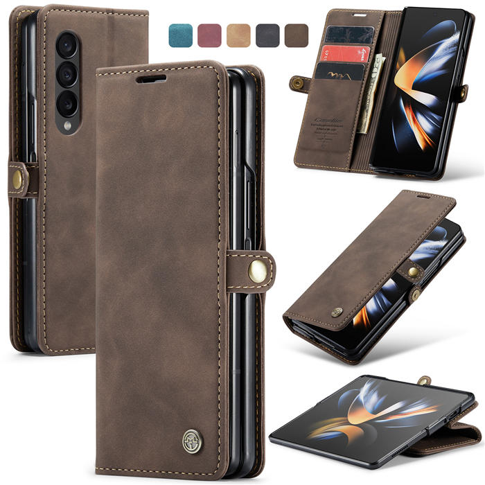 CaseMe Samsung Galaxy Z Fold4 Wallet Magnetic Case Coffee - Click Image to Close