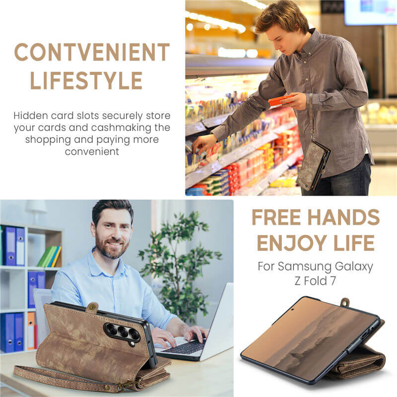 CaseMe Samsung Galaxy Z Fold7 Wallet Case with Wrist Strap