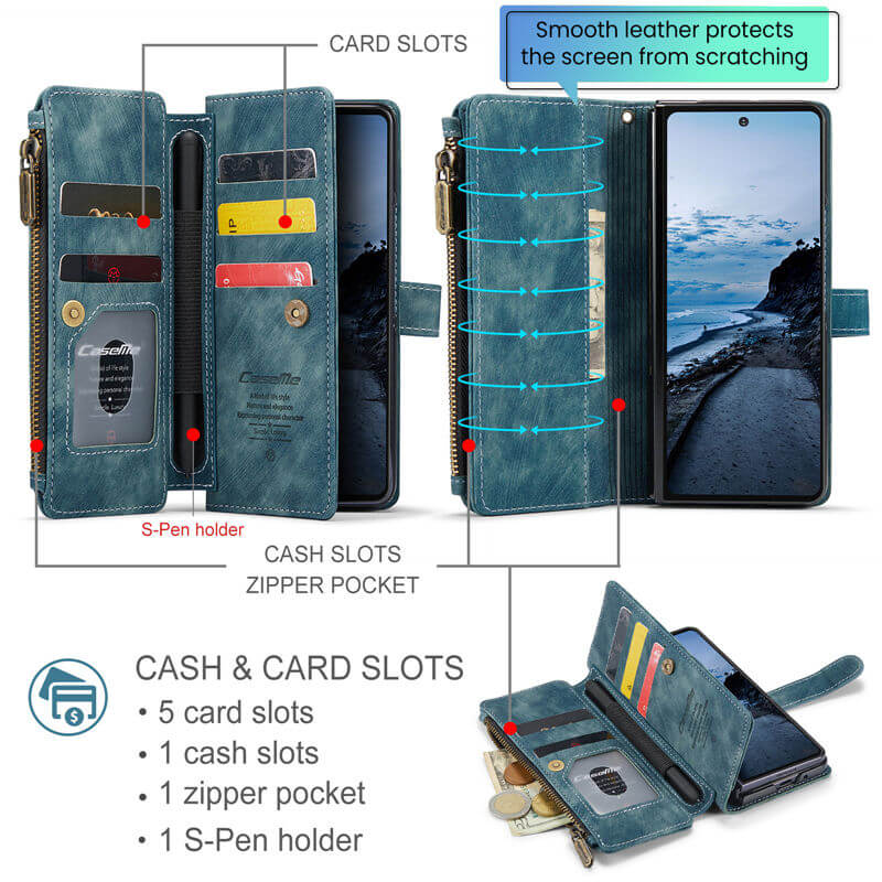 CaseMe Samsung Galaxy Z Fold7 Wallet Case with Wrist Strap