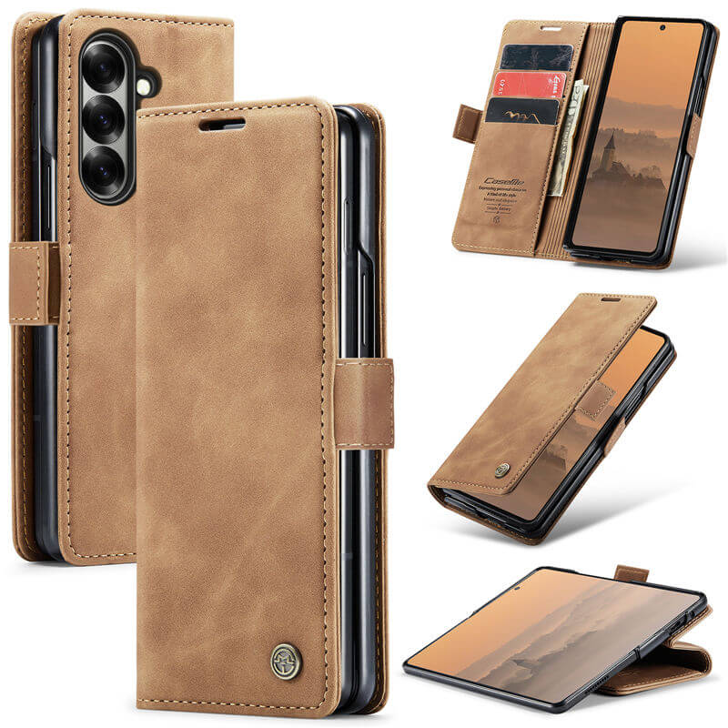 CaseMe Samsung Galaxy Z Fold7 Wallet Suede Leather Case Brown