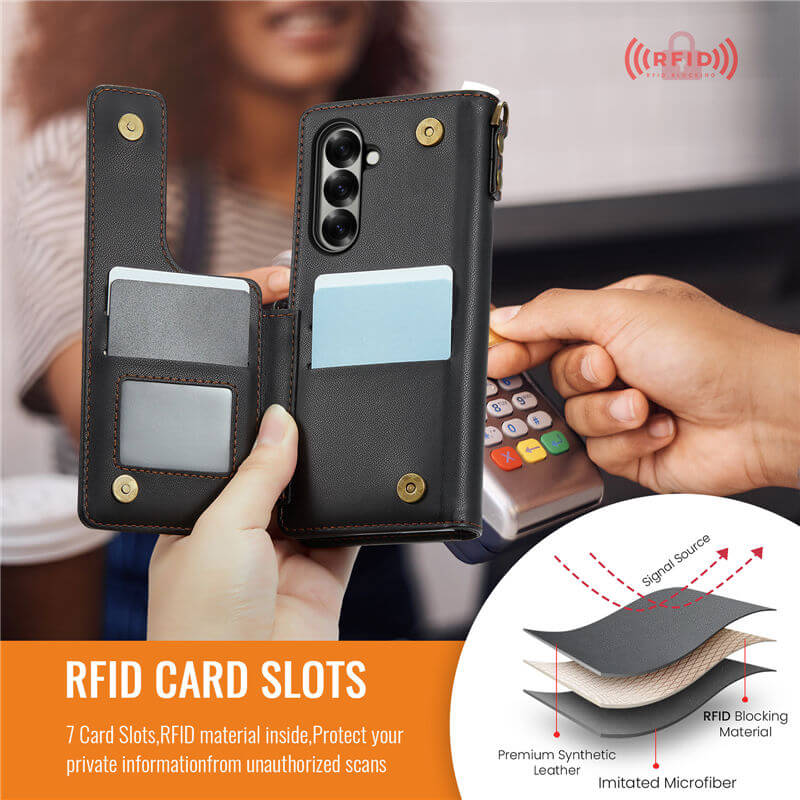 CaseMe Samsung Galaxy Z Fold7 Wallet RFID Blocking Kickstand Case