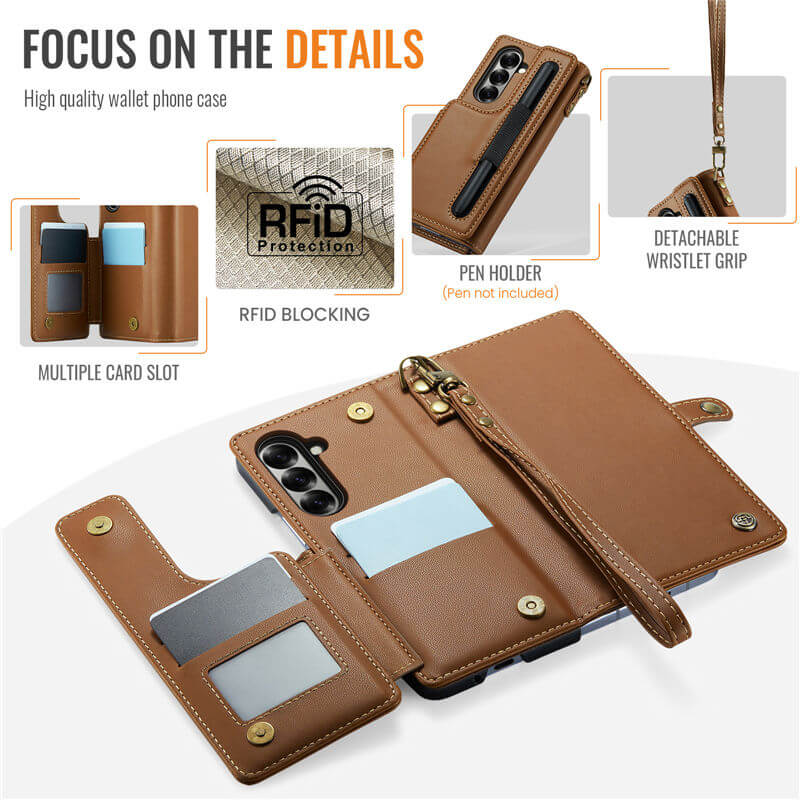 CaseMe Samsung Galaxy Z Fold7 Wallet RFID Blocking Kickstand Case