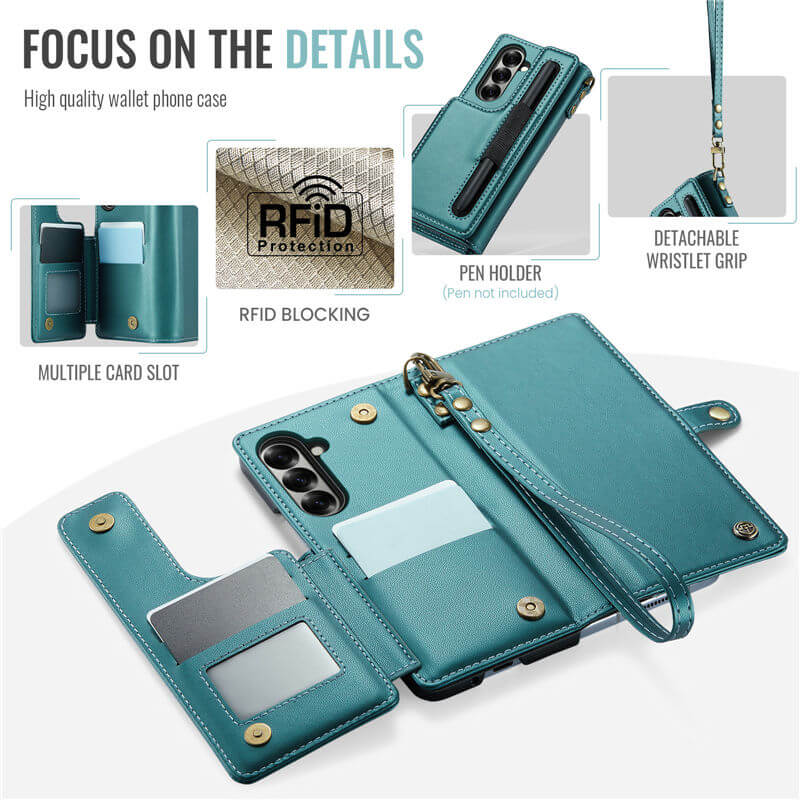CaseMe Samsung Galaxy Z Fold7 Wallet RFID Blocking Kickstand Case