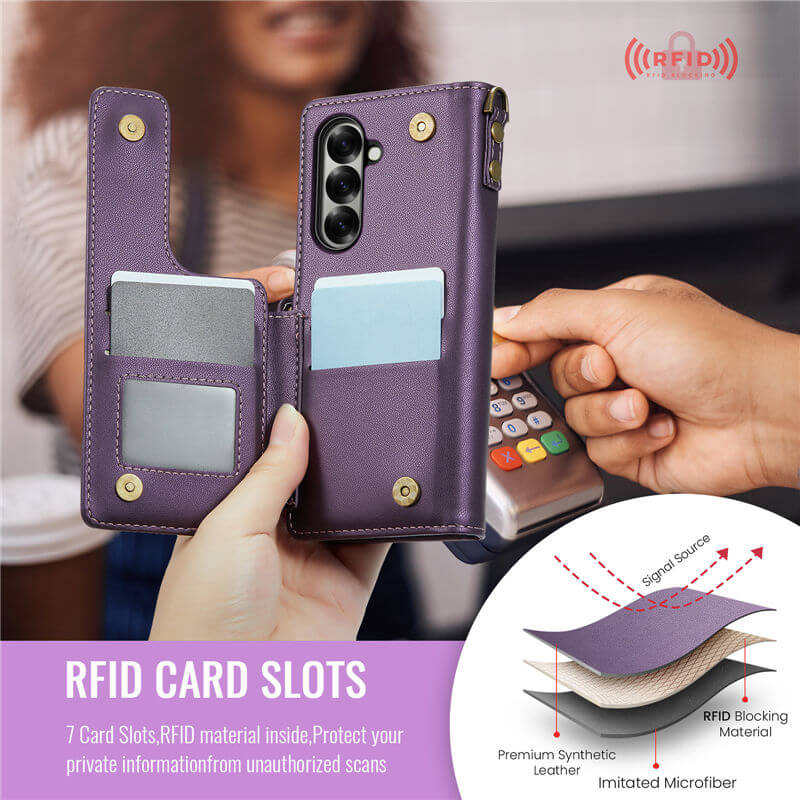 CaseMe Samsung Galaxy Z Fold7 Wallet RFID Blocking Kickstand Case