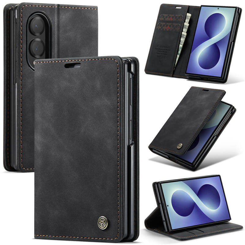 CaseMe Samsung Galaxy Z Fold 8 Suede Leather Wallet Case Black