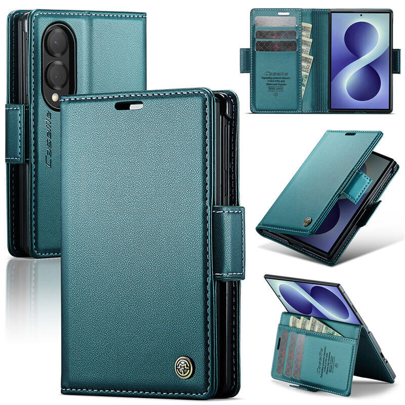 CaseMe Samsung Galaxy Z Fold 8 RFID Wallet Case with Magnetic Buckle & Wireless Charging Green