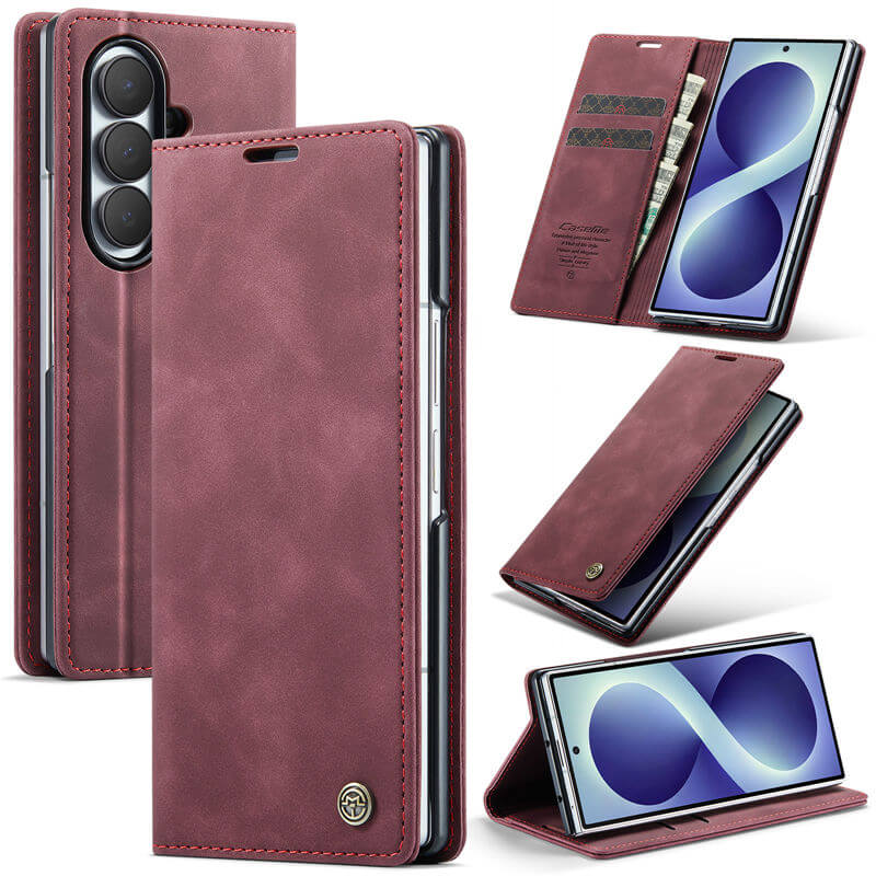 CaseMe Samsung Galaxy Z Fold 8 Ultra Suede Leather Wallet Case Red