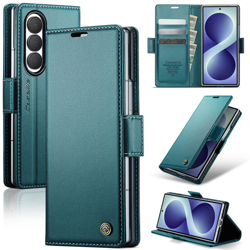 CaseMe Samsung Galaxy Z Fold 8 Ultra RFID Wallet Case with Magnetic Buckle & Wireless Charging Green