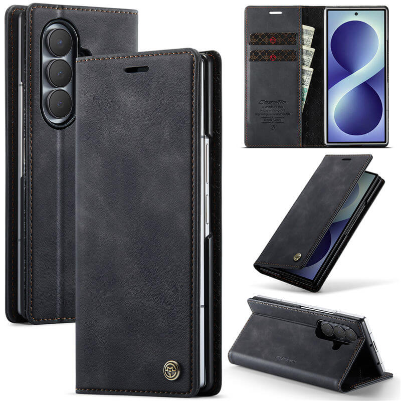 CaseMe Samsung Galaxy Z Fold 8 Ultra Magnetic Wallet Case with RFID Blocking Black
